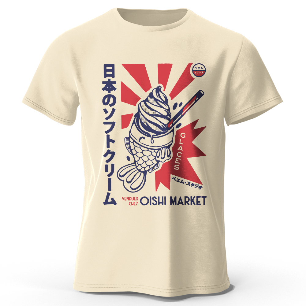 Japan Lifestyle And Culture - เสื้อยืดผ้าฝ้าย 100% พิมพ์ Foodie ญี่ปุ่น, เสื้อยืดแขนสั้นคอกลมนุ่มและระบายอากาศ,