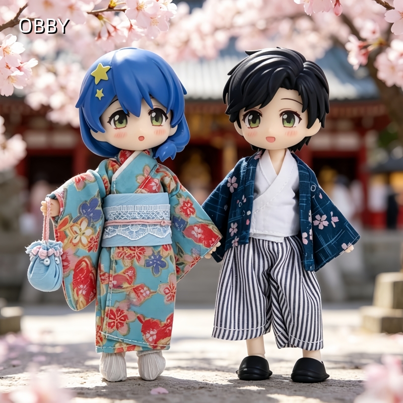Japan Lifestyle And Culture - ชุดกิโมโนสไตล์ญี่ปุ่นสำหรับตุ๊กตาโอบิทซึ 11 สำหรับ OB11 GSC/YMY/P9/10 ซม.