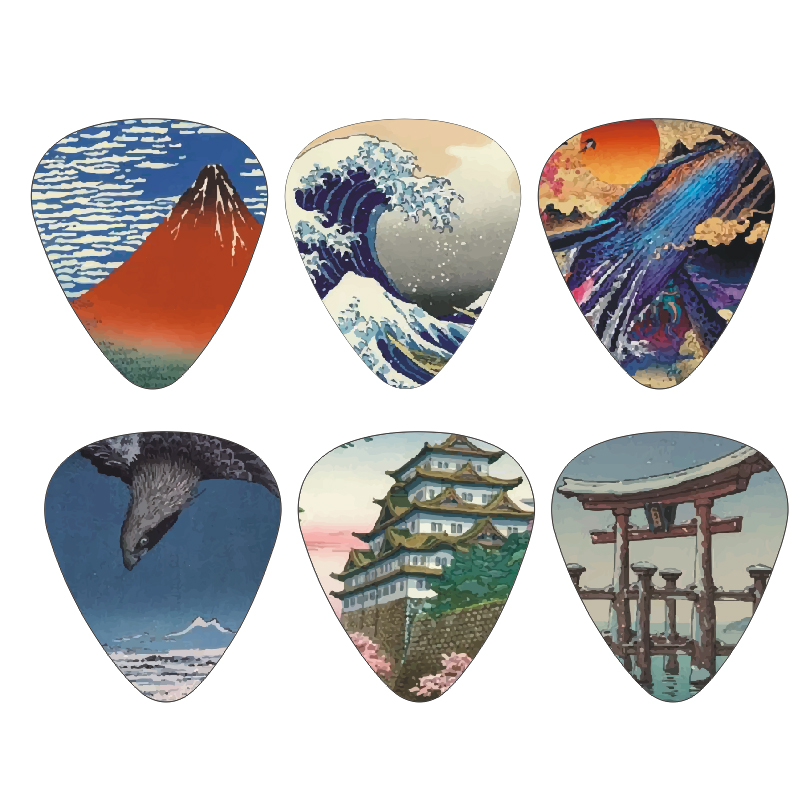Japan Lifestyle And Culture - ใหม่ 12 ชิ้น/เซ็ตกีตาร์ Picks-วัฒนธรรมญี่ปุ่นสไตล์ภาพวาดกระสุนสําหรับเบส,Ukulele เครื่องดนตรีอุปกรณ์เสริม